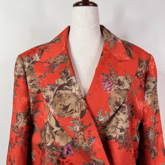 Preen by Thornton Bregazzi Floral Jacquard Blazer Red Bouquet M Avant Garde NWT - Picture 2 of 11